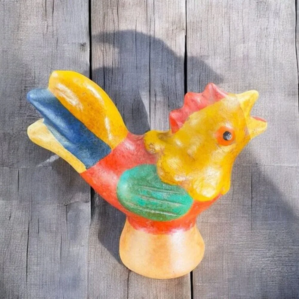 Vintage Folk Art Peru Pottery Bird Figurine Hand Painted Decor Figure‎ Peruvian